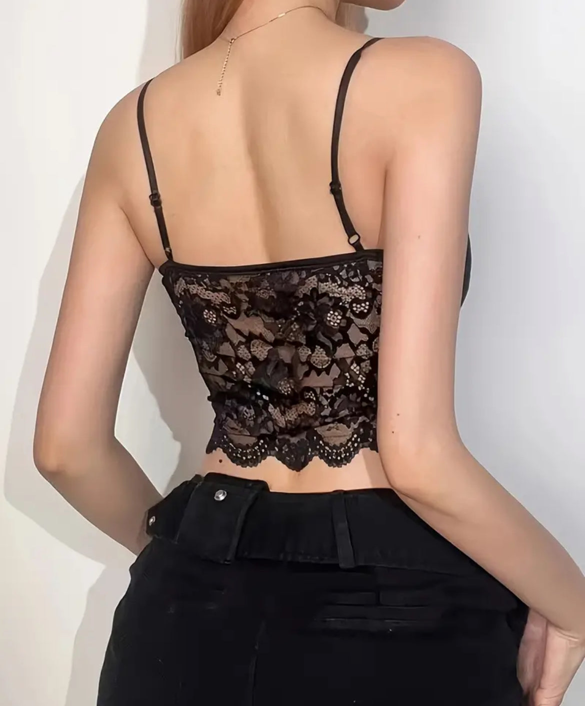 Black lace crop top