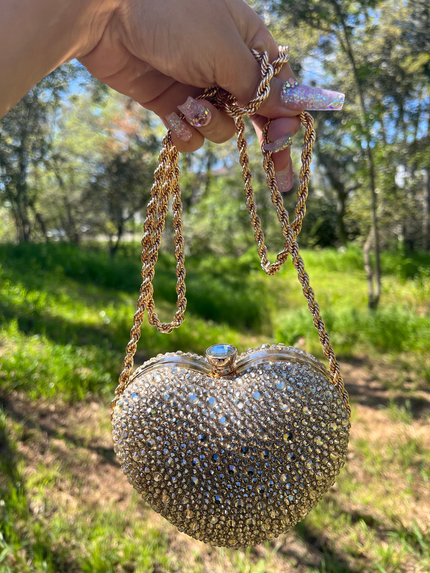 Gold heart shape purse