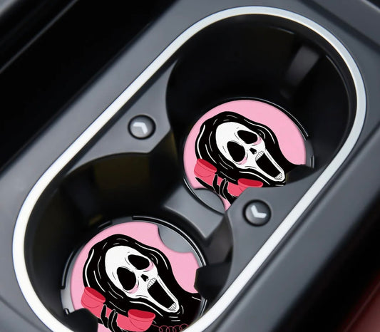 2 Ghost face car coasters