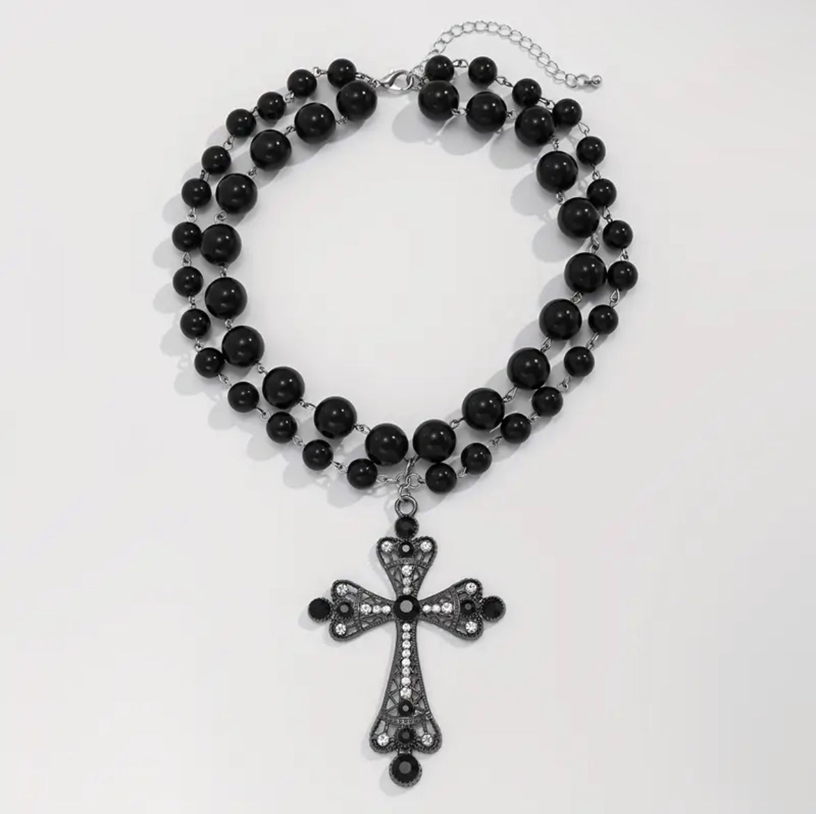 Cross black necklace