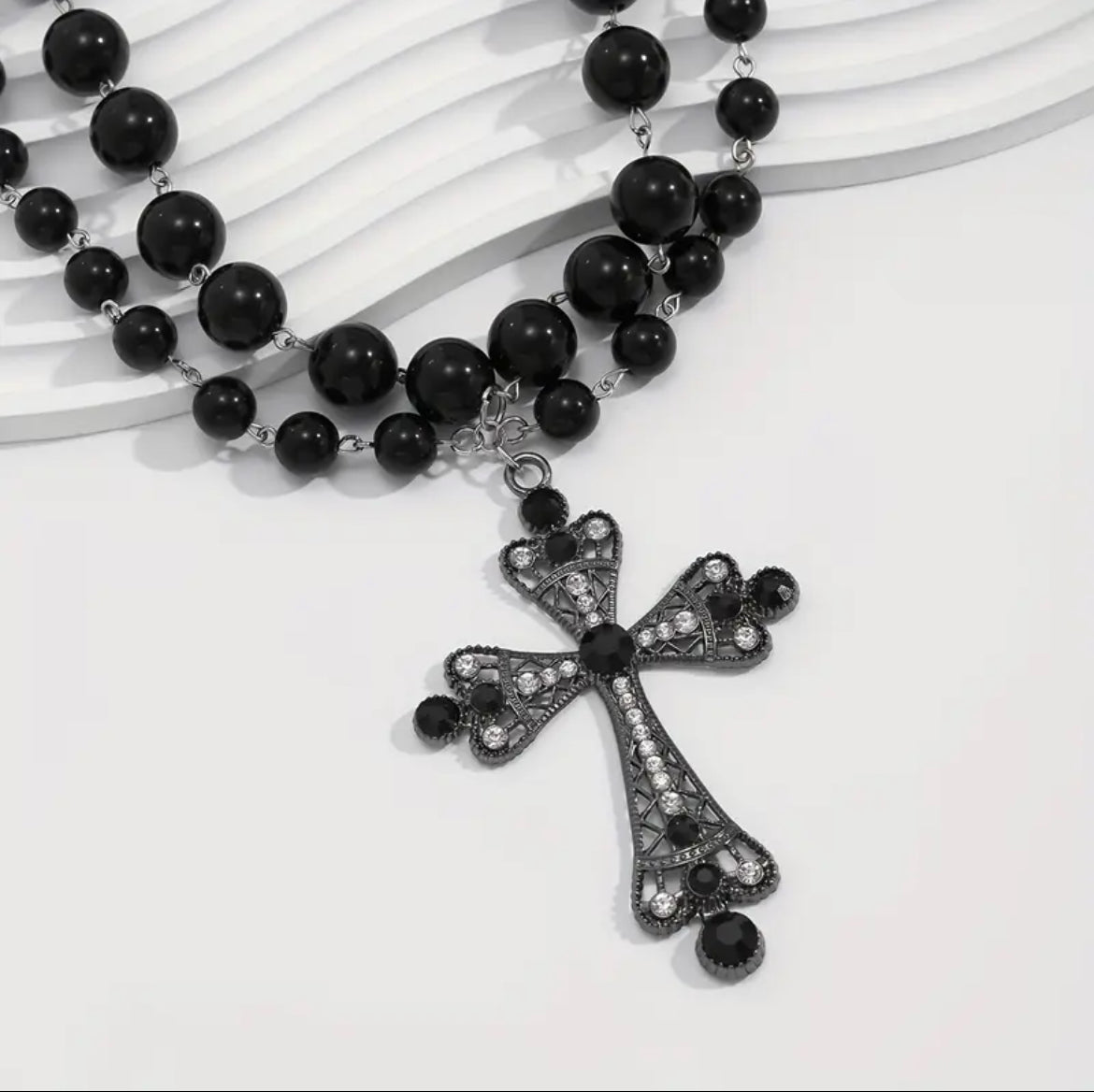 Cross black necklace