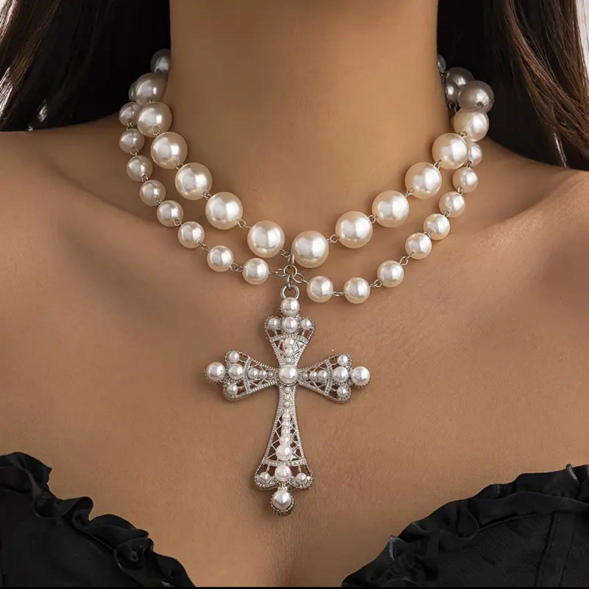 White cross necklace