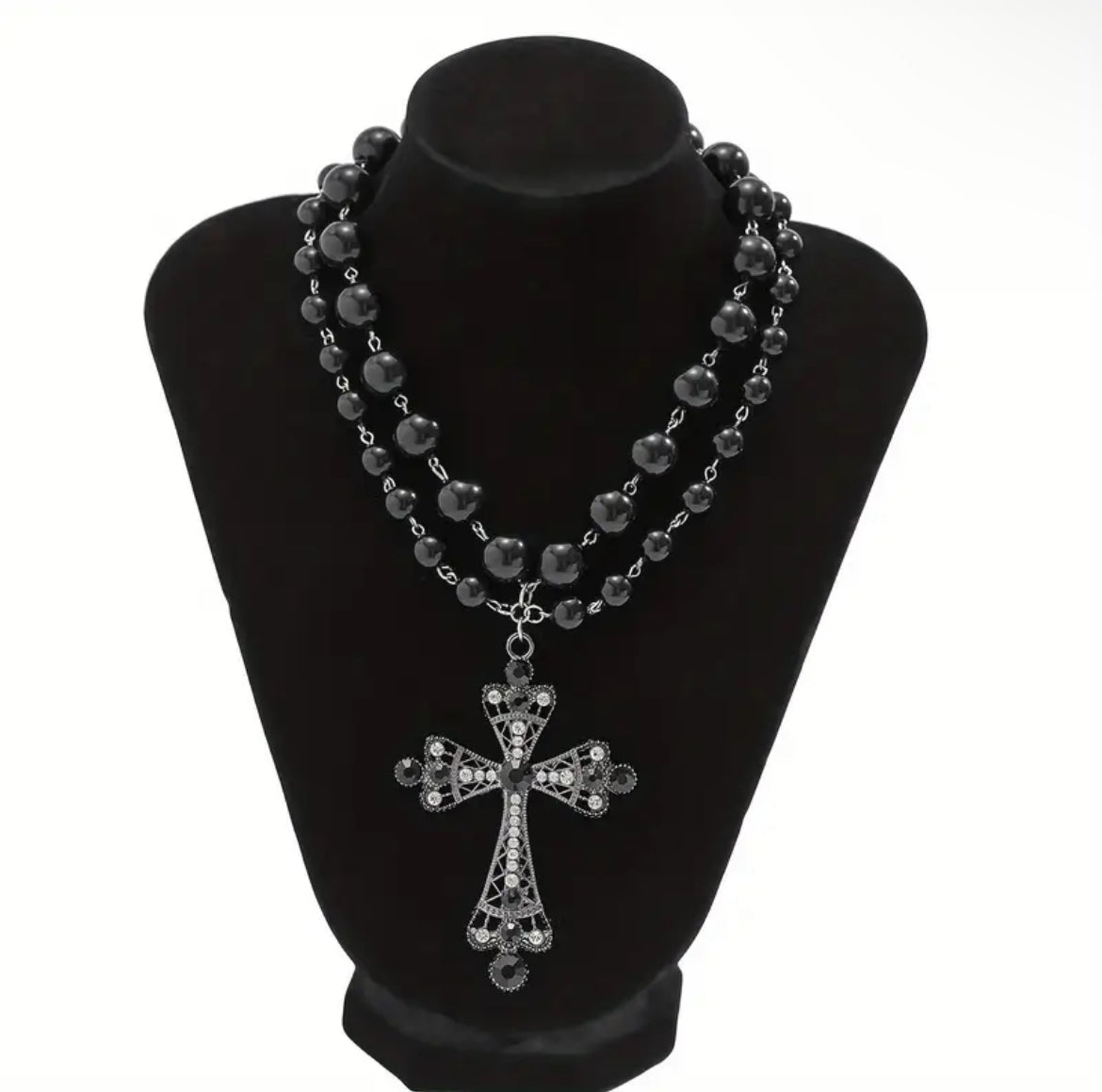 Cross black necklace